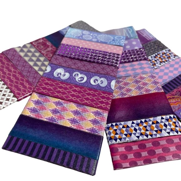 Washi Tapes on Sample Card 8 Purple Color Various Patterns u 3 Ft Plus Ea Tape - Picture 5 of 5